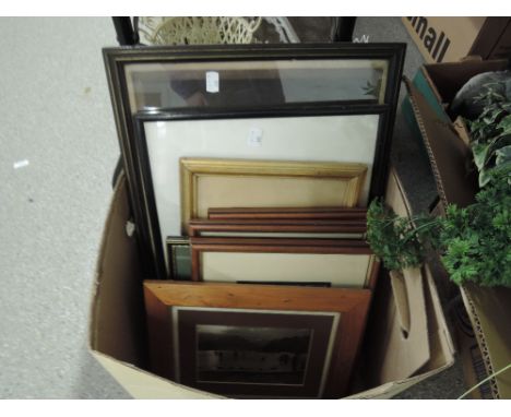 A selection of vintage prints and picture frames including local interest