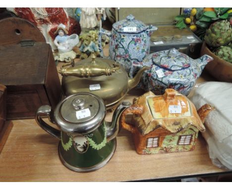 A selection of vintage teapots and kettle including Ringtons