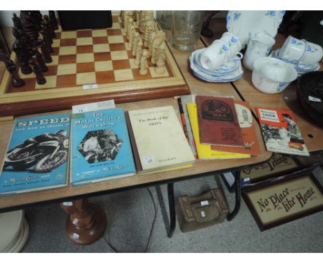 A selection of vintage motor cycle books and ephemera including BSA, Ariel, Renold etc