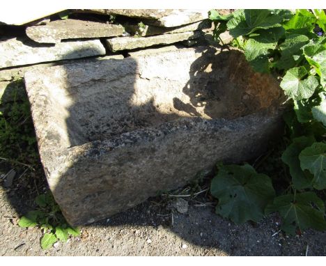 A rough hewn local stone trough 70 x 35 x 25 cm&nbsp;