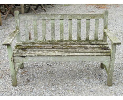 A small Lister teakwood garden bench, 128 cm wide