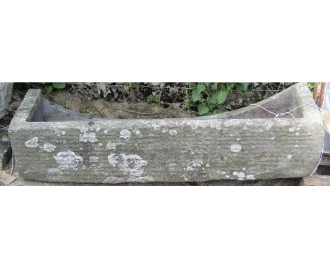 A local stone trough with roughly hewn finish (AF lacks back panel), 120 cm length x 40 cm wide 