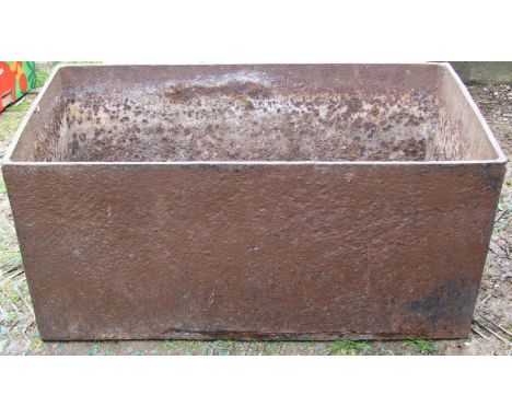 A vintage reclaimed cast iron trough/tank of rectangular form approximately 70cm long x 40cm wide x 32cm high