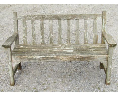A small reclaimed teakwood garden bench, 130 cm 