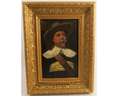 William Arthur Breakspeare, oil on panel, portrait of a cavalier, 10ins x 6ins