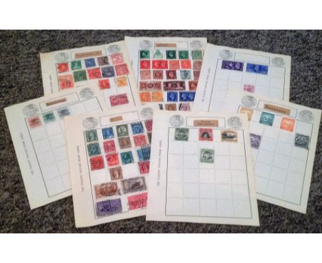 GB and Commonwealth stamp collection 8 loose album pages countries include GB, Australia, Bahamas, Barbados, Canada and the C