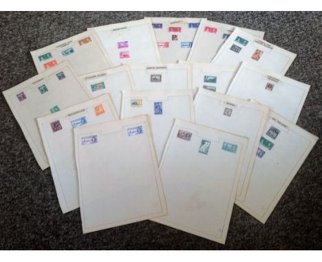 Commonwealth stamp collection 16 loose album pages countries include Grenada, Jamacia, St Helena and Trinidad and Tobago. Goo