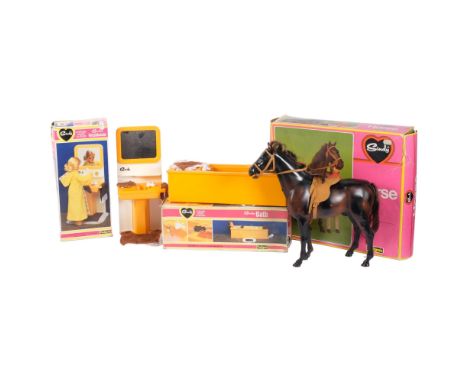 SINDY, PEDIGREE TOYS - a Sindy horse ref. 44569, Sindy's bath ref. 44540, Sindy's wash basin ref. 44541, in original boxes 