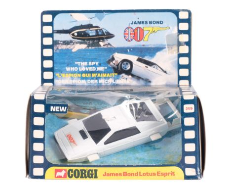 A Corgi model 269, James Bond 007, Lotus Esprit, from the film "The Spy Who Loved Me", in original packagingThe vehicle appea