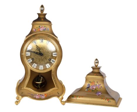 Palis Royal, a painted balloon cased wall clock with 8-day striking clock, complete with wall bracket and pendulum but no key