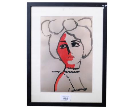 After Kees Van Dongen, woman in hat, colour print, signed in the plate, 27cm x 19cm, framedThis is a modern reprint in good c