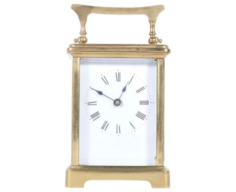 A brass-cased carriage clock, case height not including handle 11cmNo key, not seen working 