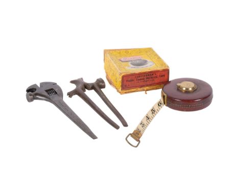 A boxed Chesterman tape, and 2 American patent steel multi-function tools (3) 
