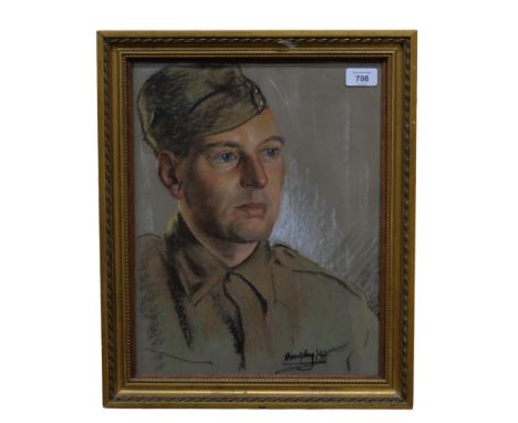 Murphy, charcoal and crayon, portrait of a young man in uniform, signed and dated '41, 47cm x 39cm 