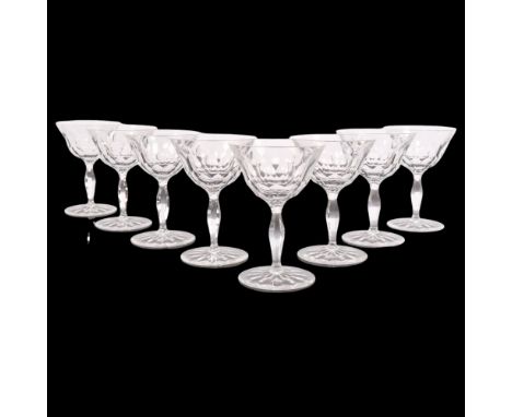 A group of 8 Orrefors Prelude stemware cut-glass Sherry glasses, all marked and referenced to the underside, H11cm 