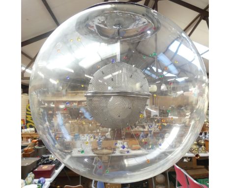 An Italian contemporary pendant light fitting within a large globular glass dome. Overall diameter 35cm, interior fitting, 30