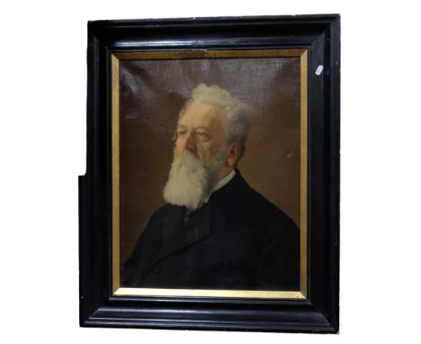 Fiori Aerts?, 19th century oil on canvas, portrait of a bearded  gentleman, 68cm x 80cm overall, in ebonised frame 