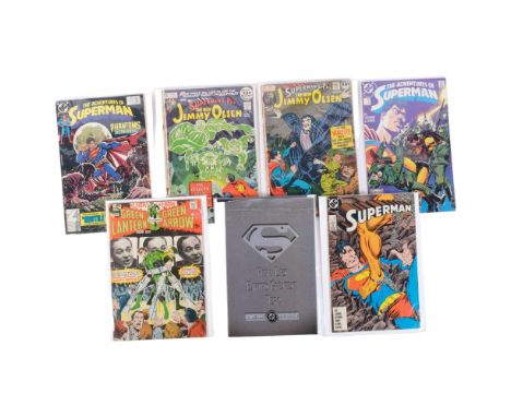A group of DC comics, from the 1970s through to the 1990s, including various Green Lantern and Superman issues, including the
