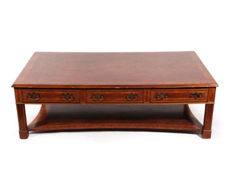 A Burr Walnut, Featherbanded and Crossbanded Coffee Table, retained by Barker &amp; Stonehouse, modern, of rectangular form w