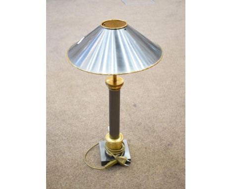 Laurent Charles for Charles Paris: A Venturi Nickel, Bronzed and Brass Table Lamp, modern, model 2410-0, the base stamped Mad