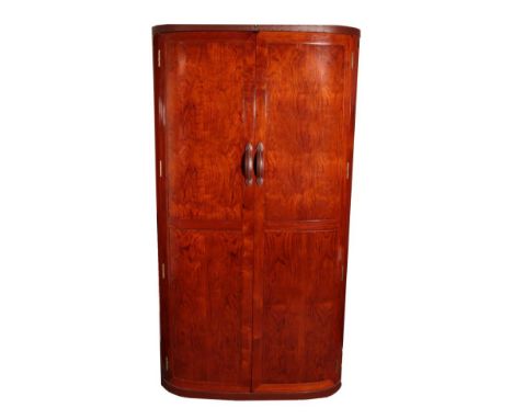 Star Bay Furniture: A Malaga Indian Rosewood Two-Door Wardrobe, model *096, modern, with two rounded doors with overstitched 