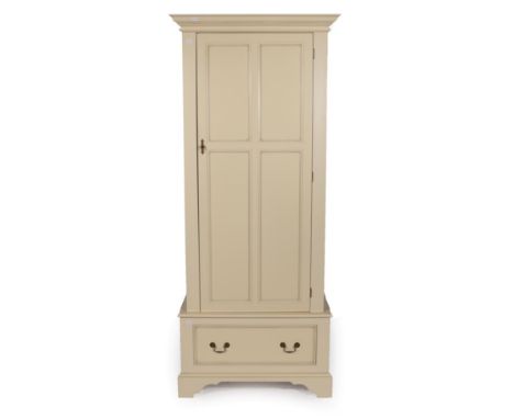 A Laura Ashley Ivory Painted Clifton Range Single Door Wardrobe, modern, with moulded cupboard door enclosing hanging space, 