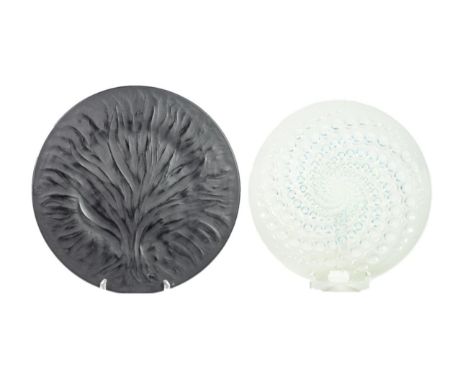 René Lalique (French, 1860-1945): A Volutes Opalescent and Clear Glass Plate, etched R LALIQUE FRANCE, 27.5cm; and A Lalique 