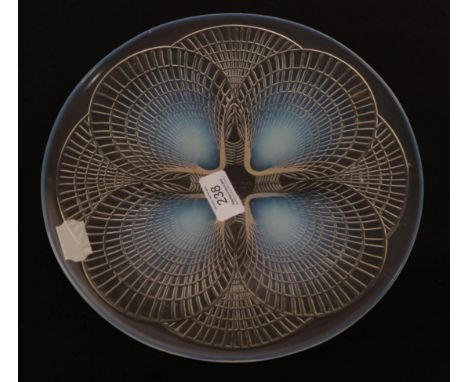 René Lalique (French, 1860-1945): A Coquilles Opalescent and Clear Glass Plate, etched R LALIQUE FRANCE, script etched No.301