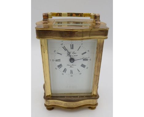 A French brass cased carriage clock, 12cm tall 