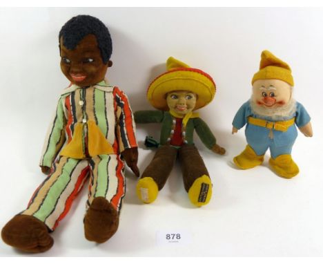 A Chad Valley Snow White Dwarf and two Norah Wellings dolls 
