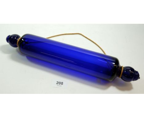 A Bristol blue glass rolling pin, 33cm