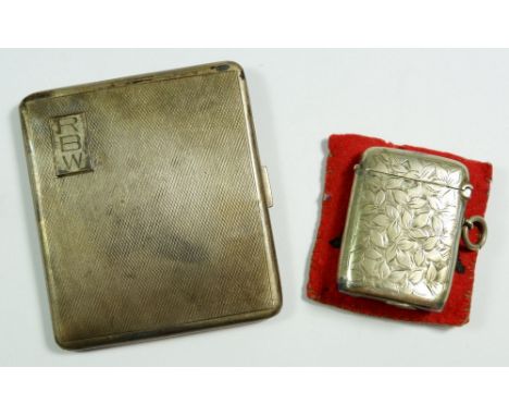 A silver cigarette case and a silver plated lighter 