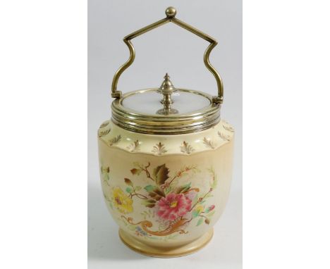 A Carlton Ware Edwardian biscuit barrel with floral decoration 