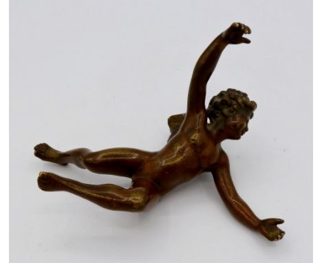A 19th century bronze figure of a cherub, 9cm - from a larger piece