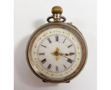 A continental 800 standard silver fob watch with enamel dial and an Elgin gold plated pocket watch 