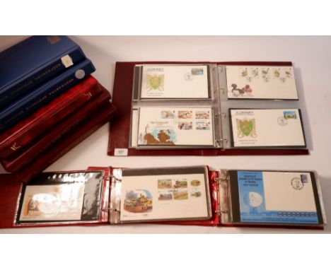 GB &amp; others: Collection of 11 albums in blue plastic box with some 400 QEII covers, many purposed to event and first day 