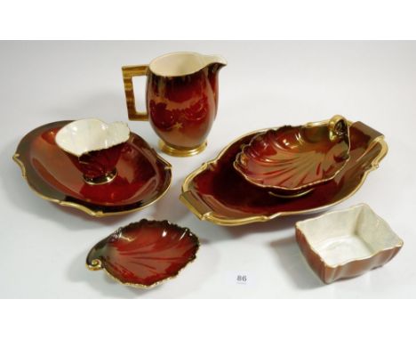 A group of Carlton Ware Rouge Royal including jug and serving dishes 