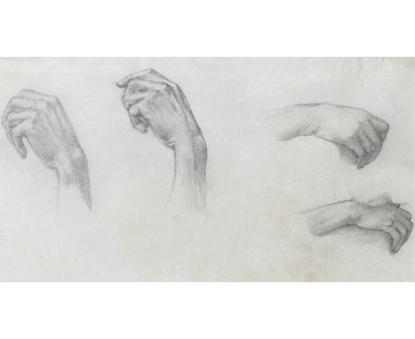 Sir Edward Coley Burne-Jones, Bt., ARA, RWS (British, 1833-1898)Studies of Hands: stained glass designs for the three-light S