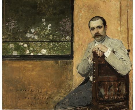 Jan van Beers (Belgian, 1852-1927)Portrait of a man seated by a window signed, inscribed and dated 'JAN VAN BEERS/SOUVENIR AF