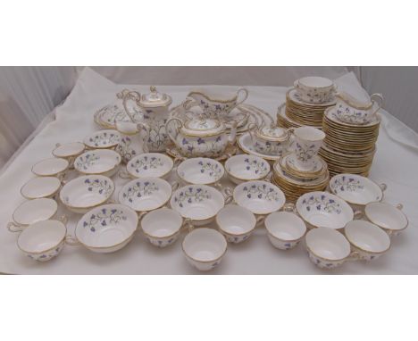 Spode Campanula dinner, tea and coffee service for twelve place settings to include plates, bowls, soup cups and saucers, sau