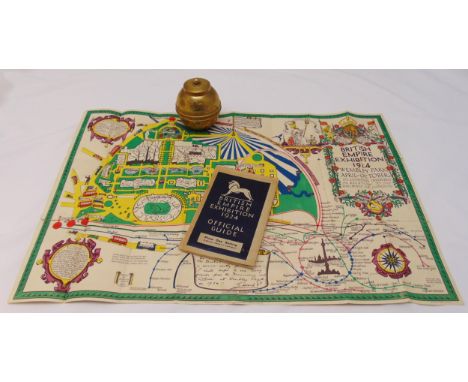 British Empire 1924 Official Guide booklet, British Empire Exhibition 1924 Wembley map and Lipton Tea caddy for the British E