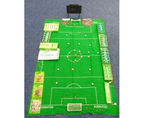 A quantity of Subbuteo table soccer to include teams, goals, a layout and accessories