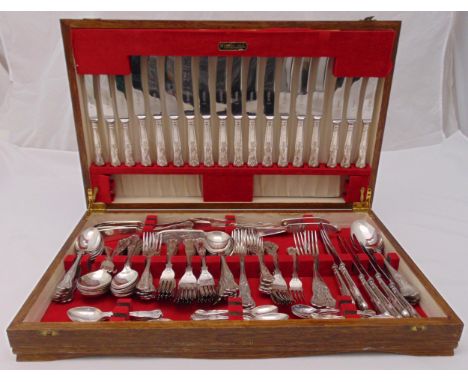 A Webber and Hill canteen of Kings pattern silver plated flatware for twelve place settings to include knives, forks, spoons 
