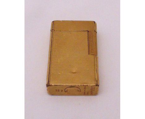 S T Dupont gold plated rectangular engine turned cigarette lighter