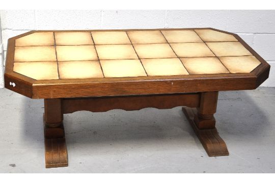 A 1970s Vintage German Tile Topped Coffee Table Length 129cm - Antique German Coffee Table A 1970s Vintage German Tile Topped Coffee Table Length 129cm - Antique German Coffee Table