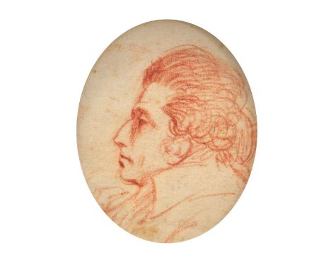 UNATTRIBUTED; A late 18th century red chalk sketch, profile portrait of a gentleman, height 13.5 , framed and glazed.