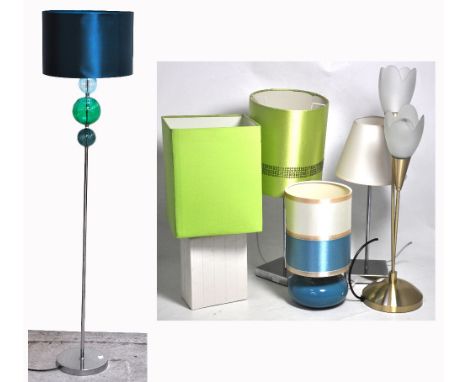 Six various modern lamps to include table lamps and a standard lamp (6).
