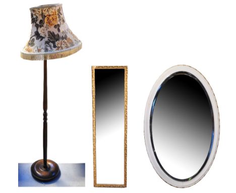 A 20th century standard lamp, a gilt framed rectangular mirror and two further wall mirrors (4).