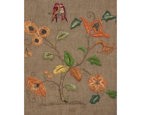 A tapestry depicting figures on a riverbank, 62 x 99cm, framed, a marquetry panel of a coastal scene, a framed and glazed pre