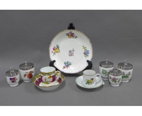 Limoges coffee can and saucer  and another, Sevres style bowl and Royal Worcester egg coddlers (10)